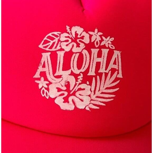 Aloha Beach Hat Mesh Trucker Snapback Cap HI Women Bright Pink Barbiecore Pool - Picture 5 of 12